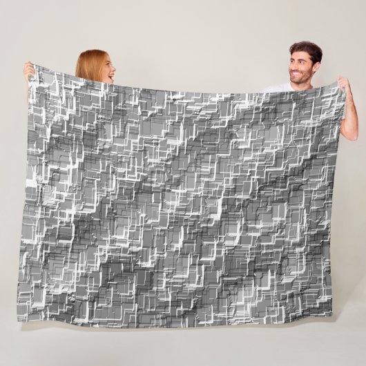 グレーのエンボスの正方形の極端な重ね合わせ フリースブランケット (インサイチュ)