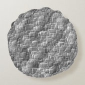 グレーのエンボスの正方形の極端な重ね合わせ ラウンドクッション (裏面)