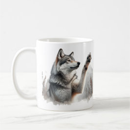グレーのオオカミが水彩画を描く コーヒーマグカップ