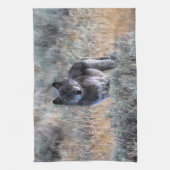 グレーのオオカミをイエローストーンキッチンディッシュタオル キッチンタオル (縦)