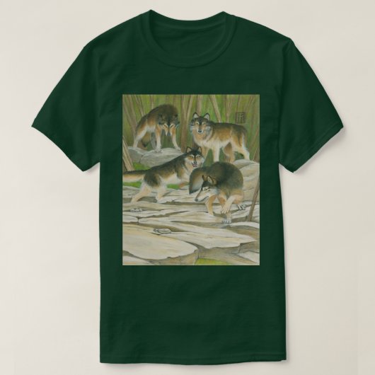 グレーのオオカミ Tシャツ (デザイン正面)