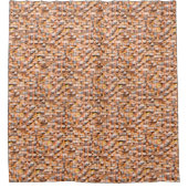 グレーのオレンジ色の粗いセラミックタイルの傷、デジタル シャワーカーテン (正面)