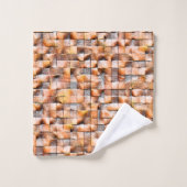 グレーのオレンジ色の粗いセラミックタイルの傷、デジタル バスタオルセット (ウォッシュタオル)