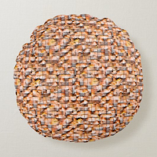グレーのオレンジ色の粗いセラミックタイルの傷、デジタル ラウンドクッション (正面)