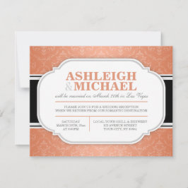 グレーのオレンジ ダマスク 結婚式の披露宴のみ 招待状