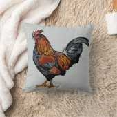 グレーのオンドリ枕 クッション (ブランケット)