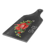 グレーのカスタマイズ可能なモノグラム上の赤いポピー カッティングボード (角)