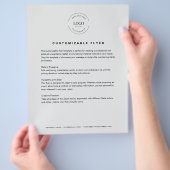 グレーのカスタマイズ可能なロゴ連絡文字インフォビジネス チラシ (手)