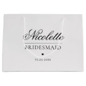 グレーのカスタムブライズメイドネーム エレガントハート ウェディング ラージペーパーバッグ (正面)