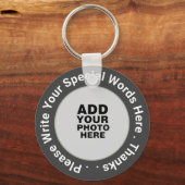 グレーのカスタム素敵なプロモーションの文字で写真 キーホルダー (正面)