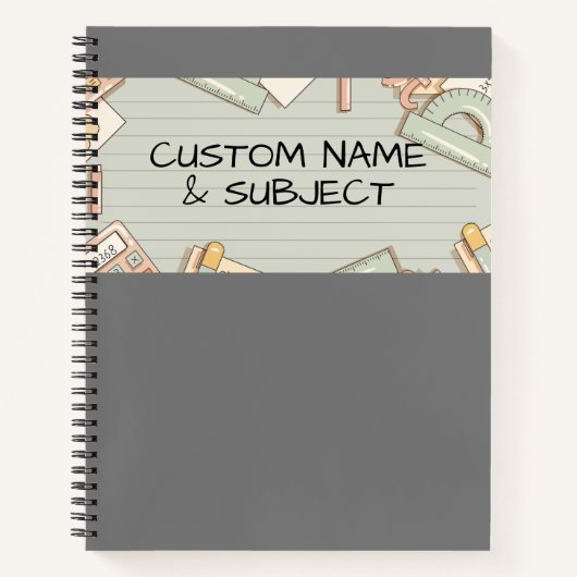 グレーのカバーと可愛い数学グラフィックスパイラルノート ノートブック (正面)