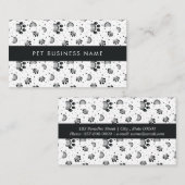 グレーのカラーのPawプリントとグルーミングコームのパターン 名刺 (正面/裏面)