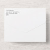 グレーのカリグラフィー写真エロープメントパーティー オールインワン招待状 (裏面)