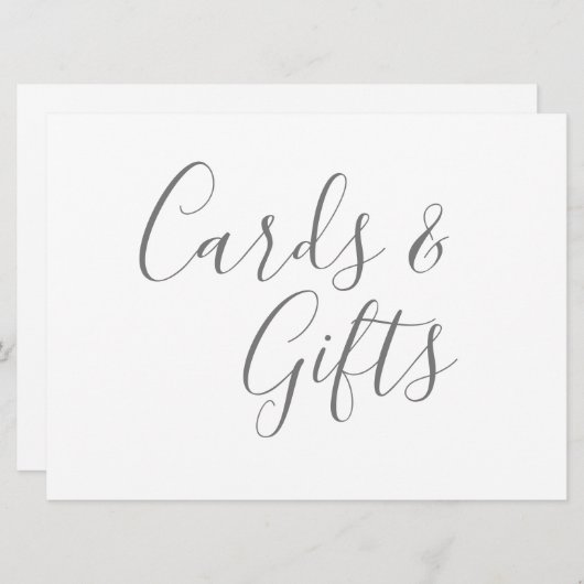 グレーのカード＆ギフト カリグラフィー テキスト (正面/裏面)