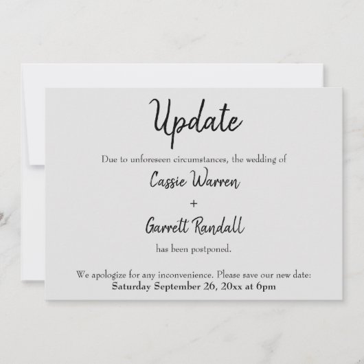 グレーのカー結婚ドの「更新」の黒番 招待状 (正面)