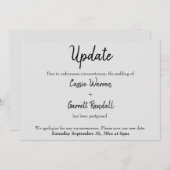 グレーのカー結婚ドの「更新」の黒番 招待状 (正面/裏面)
