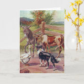 グレーのガチョウと彼の友人、誕生日 カード (黄色い花)