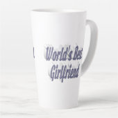 グレーのガールフレンドタイポグラフィ カフェラテマグ (右アングル)