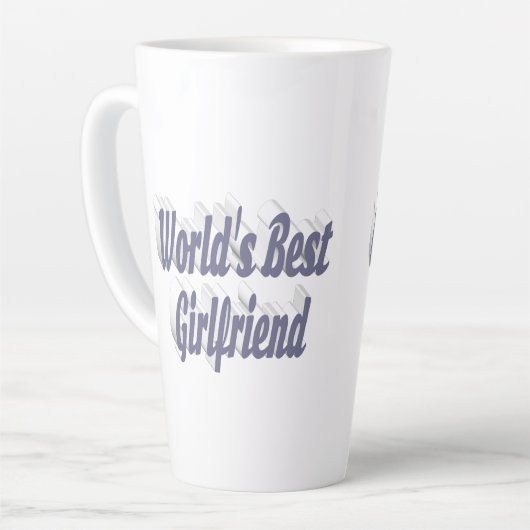 グレーのガールフレンドタイポグラフィ カフェラテマグ (左アングル)
