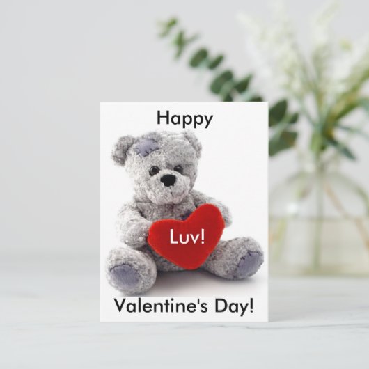 グレーのクマとハート シーズンポストカード (スタンド正面)