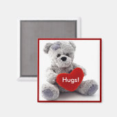 グレーのクマとハート マグネット (正面/裏面)