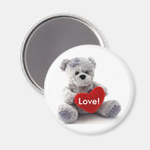 グレーのクマとハート マグネット (正面/裏面)