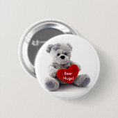 グレーのクマとハート 缶バッジ (正面&裏面)