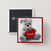 グレーのクマとハート 缶バッジ (正面&裏面)