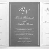 グレーのクラシックでエレガントな結婚式 三つ折り招待状 (内部中)