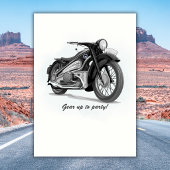 グレーのクラシックバイクでスピード感溢れる60歳の誕生日 招待状