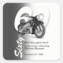 グレーのクラシックバイクの60歳の誕生日 スクエアシール