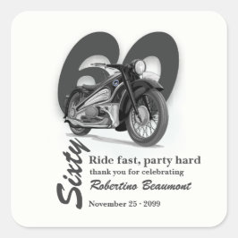 グレーのクラシックバイクの60歳の誕生日 スクエアシール