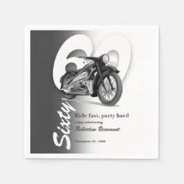 グレーのクラシックバイクの60歳の誕生日 スタンダードカクテルナプキン