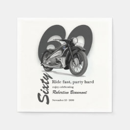 グレーのクラシックバイクの60歳の誕生日 スタンダードカクテルナプキン