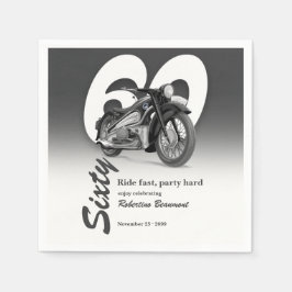 グレーのクラシックバイクの60歳の誕生日 スタンダードカクテルナプキン