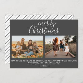 グレーのクリスマススクリプトファミリーフォトコラージュ シーズンカード
