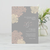 グレーのクリーム色のクイーンアンのレースの招待状 招待状 (スタンド正面)