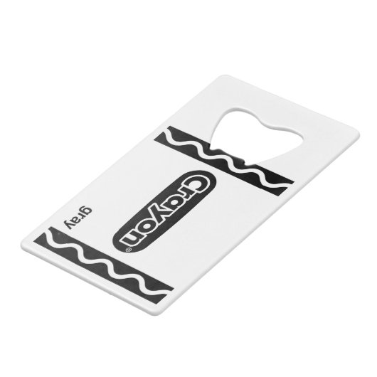 グレーのクレヨンボックスにクレヨンのハロウィーン費用がいっぱい クレジットカード栓抜き (正面アングル)