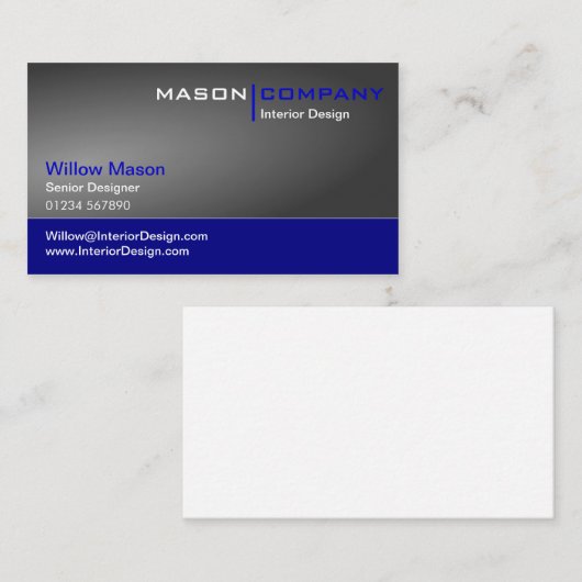 グレーのグラデーションとダークブルーの企業の名刺 名刺 (正面/裏面)