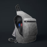 グレーのグラデーションのジオメトリメッシュパターン スリングバッグ<br><div class="desc">グレーグラディエント幾何メッシュパターン印刷バッグ。クールファッションアクセサリーバッグ。ライトからダークグレーのグラデーションデザインを持つ三角形のジオメトグラデーションリメッシュ。</div>