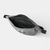 グレーのグラデーション幾何学的メッシュパターンモノグラム ファニーパック (見開き)