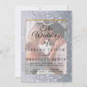 グレーのグリッター エレガント ヴェラム 結婚式招待状 招待状 (正面)