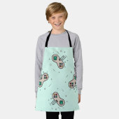 グレーのゲームジョイスティックを青で表示 エプロン (着用した状態)