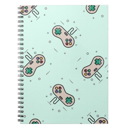 グレーのゲームジョイスティックを青で表示 ノートブック (正面)