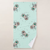 グレーのゲームジョイスティックを青で表示 バスタオル (バスタオル)