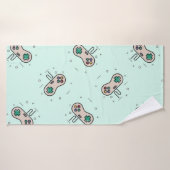 グレーのゲームジョイスティックを青で表示 バスタオル (バスタオル)