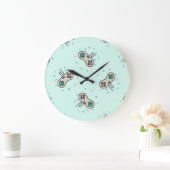 グレーのゲームジョイスティックを青で表示 ラージ壁時計 (ホーム)