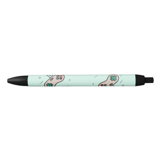 グレーのゲームジョイスティックを青で表示 黒ボールペン (正面)