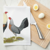 グレーのゲーム鳥ペア キッチンタオル (四つ折り)