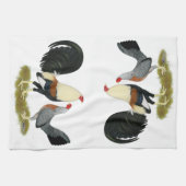 グレーのゲーム鳥ペア キッチンタオル (横)